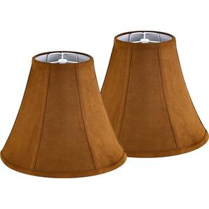 GO&SO Set of 2 Fabric Bell Lamp Shades Brown,6" Top x 13" Bottom x 9.8" High (Spider) - Handcrafted Medium Lamp Shades for Table & Bedside Lamps Replacement Farmhouse
