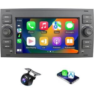 Car Radio for Fusion 2006-2012 Focus 2005-2006 Ford Transit 2005-2011 Mondeo Galaxy S-Max C-Max 2007-2009 Head Unit Radio Replacement with CarPlay GPS Navigation Android Auto Bluetooth Backup Camera