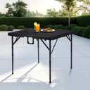 pollilar 34" Folding Card Table Square Foldable Table Plastic Portable with Detachable Legs, Dual Height Adjustable, Heavy-Duty Indoor Outdoor Dining, Game, Picnic, Mahjong Tables-Black