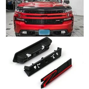 1 OEM Grille Z71 Front Emblem 3D Badge Compatible with 2019-2025 Silverado Tahoe Suburban RST 1500 HD 2500 HD 3500HD 84384428 (Black Red)