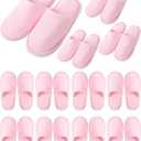 Twistover 12 Pairs Kids Disposable Slippers for Guests Closed Toe Non Slip Spa Slippers Bulk Soft House Slippers Winter Warm Flip Flops for Boys Girls Travel Hotel Party Indoor Outdoor (Pink)