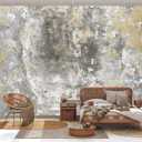 Industrial Grey Gold Concrete Texture Peel and Stick Wallpaper