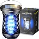 Solar Bug Zapper Outdoor, 2 in 1 Mosquito Zapper with LED Light, Rechargeable Cordless Fly Zapper with 2500mAh Battery, Auto On/Off Light Control, Electric Fly Traps for Patio,Backyard,Garden