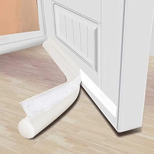 Pack Of 2 MAXTID Easy to Install 32 Inch Door Draft Stopper - White Foam and Polyester Door Seal