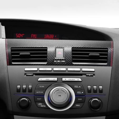 BETTERHUMZ Car Air Conditioning Outlet Frame Trim for Mazda 3 Axela 2010 2011 2012 2013 Mazdaspeed 3 for Alcantara Carbon Leather Center Console Sticker Car Interior Accessories (Carbon Leather)