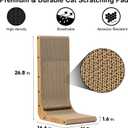 FUKUMARU Cat Scratcher, 26.8 Inch L Shape Cat Scratch Pad Wall Mounted, Cat Scratching Cardboard with Ball Toy for Indoor Cats, Large Size