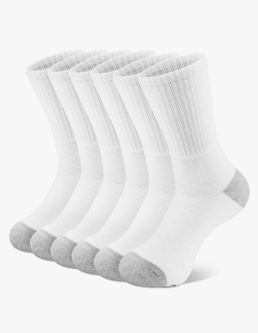 NevEND 6 Pairs Cotton Crew Socks Athletic Lightweight for Women and Men M