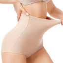 Cephermer Tummy Control Shapewear Panties for Women Body Shaper Underwear Seamless Shapewear Panty Girdle (Medium, Beige-high Waisted)
