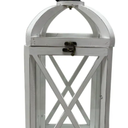 21" Vintage Distressed White Metal Lantern, Glass Paneled Hanging Candle Lantern, Rustic Farmhouse Decor for Indoor & Outdoor Patio, Garden, Wedding & Entryway Display