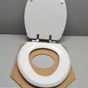 Mayfair Bennett Toilet Seat with Chrome Hinges, Slow Close Wood Seat, Secure Metal Hinges, Easy Install, Made in USA, Elongated, White