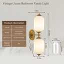 Vintage Gold 2-Lights Bathroom Vanity Light Fixtures with Milky White Glass