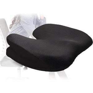 Seat Cushions for Office Chairs, Portable Memory Foam Seat Cushion for Coccyx Non Slip Bottom, Car Seat, Wheel Chair Cushion, Washable Cover (Black)
