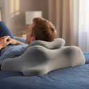 Reading Pillow for Watching tv and Reading in Bed,Ergonomic Wedge Pillow Prone Position with Support More Comfortable (Gray, One Size)