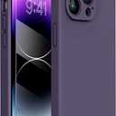 Miracase Designed for iPhone 14 Pro Case, with Tempered Glass Screen Protector, [Upgraded Camera Protection], Shockproof Liquid Silicone Rubber Phone Case Cover for 14 Pro 6.1 inch, Dark Purple