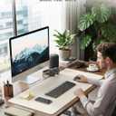 Aothia Faux Leather Desk Mat - Non-Slip PU Leather Desk Blotter, Waterproof Writing Surface, Large Desk Pad for Office & Home (Off-White, 55" x 24")