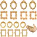 16 Pcs Mini Picture Frames Set Vintage Baroque Photo Frames Tiny Resin Antique DIY Photo Crafts for Home Decor Jewelry Display Wedding Party