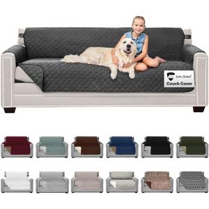 Sofa Shield Couch Slip Cover with Patented Strap, Cushion Protector, US Designed Reversible Stain and Dog Tear Resistant Slipcover, 78 inch Seat, Washable Covers for Dogs Pets Kids, Charcoal