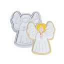 Flycalf Christmas Cookie Cutters, with Stamper Stencil Holiday Sandwich Pastry Mold for Kids Kitchen Holiday Baking Decorating Supplies, 3.5" Angel Shapes Party Gift Fondant Tools