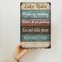 Lake Rules Metal Sign  Lake House Decor Wall Art for Summer Cabin, Lake Life Decor, Lake Wall Art, Lake House Sign for Home, Outdoor Lake Decorations  8x12 Inch Vintage Tin Sign