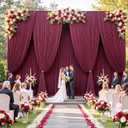 10ftx15ft Burgundy Backdrop Curtains for Parties, Wrinkle Free Polyester Burgundy Photo Backdrop Drapes 2 Panels 15 ft Long Back Drop Cloth for Wedding Birthday Photography Background Party