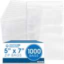 Spartan Industrial - 5 X 7 (1000 Count) 2 Mil Clear Reclosable Zip Plastic Poly Bags with Resealable Lock Seal Zipper