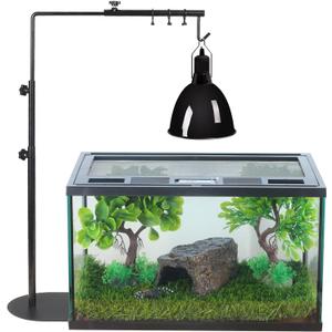 Reptile Lamp Stand-Adjustable Heat Lamp Holder, Terrarium Light Stand, Aquarium Light Holder for Reptile Glass Terrarium Heating Light