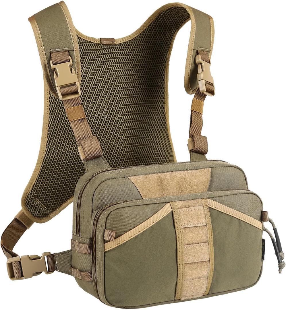 Fishing Chest Pack, Fly Fishing Bag for Men and Women, Tackle and Fly Boxes Storage Pack, Hunting Binocular Pack (Green)