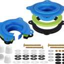 Toilet Flange Repair Kit, Universal Toilet Seal Parts For Wax Seal, Rubber Gasket Ring, Wax-Free Toilet Bowl Replacement kit Include Premium Nuts, Washers, 3.26Inch Bolts, Bolt Caps(2-Pack) (Black)