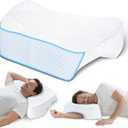 SAHEYER Side Sleeper Pillow with Arm Hole, Upgraded Memory Foam Shoulder Pillow for Neck Pain Relief, Adjustable Multi-Angle Arm Tunnels Support for Adults Pressure-Free Sleep (White)