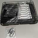Sakugi Dish Drying Rack in Sink - Expandable Stainless Steel Dish Rack Over The Sink, Kitchen Sink Drain Strainer with Cutlery Holder & Cup Holders, 15.2 x 10.0 x 4.2 Inch, Black