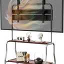 Easel Rolling TV Stand for 32-75" TVs, Stainless Steel TV Cart with Shelf