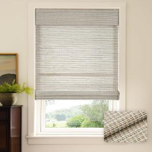 LazBlinds Cordless Bamboo Roman Shades for Windows, Light Filtering Natural Bamboo Blinds, Easy Lift Cordless Design for Living Room & Bedroom, Fits Interior Windows 30" W x 64" H, Greystone
