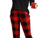KFUBUO Women's Pajama Sets Long Sleeve Sleepwear and Jogger 2 Piece Lounge Set (Black, M)