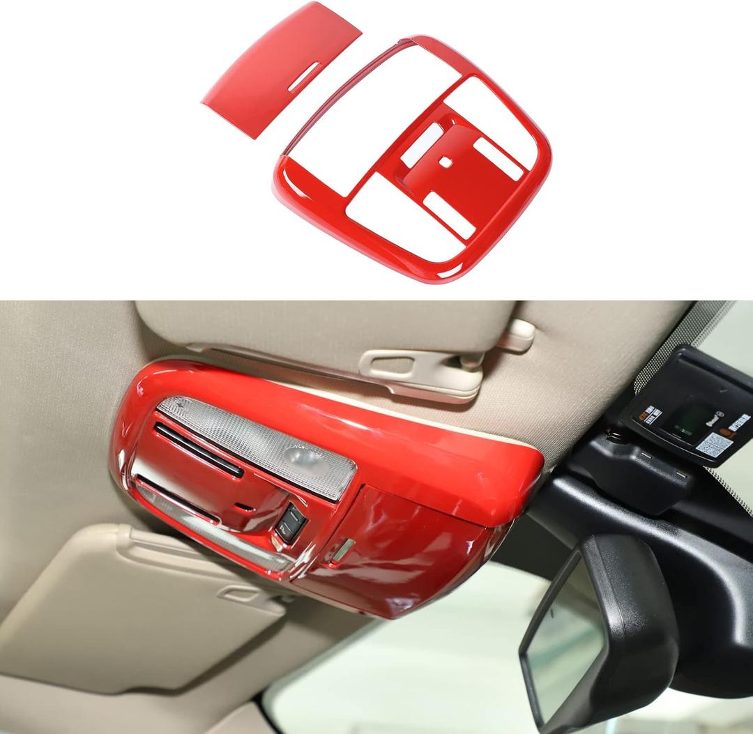 JWWY Roof Reading Light Panel Cover Trim for 2015-2025 Dodge Charger Durango Interior Accessories (Chrysler 300) ABS Red