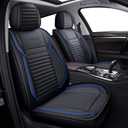 LINGVIDO Car Seat Covers, Breathable and Waterproof Faux Leather Automotive Seat Covers for Cars SUV Truck Sedan,Universal Anti-Slip Seat Cover with Backrest (Front Seat, Black-Blueline)