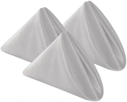 Bailarina Cloth Napkins Set of 120,17x17 inches Dinner Napkins Cloth Washable,Polyester Square Table Cloth Napkin Bulk with Hemmed Edges Ideal for Banquets, Parties and Weddings-Silver