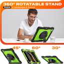 SEYMAC stock Case for iPad Pro 13-inch M5-M4 2025-2024, Shockproof Heavy Duty Case with Screen Protector, Pencil Holder, Rotating Stand, Hand Strap, Shoulder Strap, Green