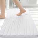 Buganda Memory Foam Bathroom Rug Mat 24x16, Extra Soft and Absorbent Bath Mats, Non-Slip and Machine Washable Bath Rugs for Bathroom Floor,Tub and Shower, White (24" x 16")
