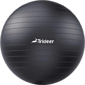 Trideer Extra Thick Yoga Ball Exercise Ball, 5 Sizes Gym Ball, Heavy Duty Ball Chair for Balance, Stability, Pregnancy, Quick Pump Included (Black), Size: L(23-26ines/58-65cm)