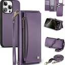 Wallet Case for iPhone 16 Pro with Card Holder/Crossbody Wallet/Strap,[RFID Blocking][Magnetic] PU Leather Shockproof Protective Cover iPhone 16 Pro Phone Case,6.3in,Purple