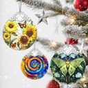 2 x Stained Glass Ornament, Christmas Ornament, Hanging Ornaments for Home Decor & Christmas Tree Ornaments  Exquisite Holiday Decor, Xmas Gifts & Holiday Present - Sunflower & Butterfly