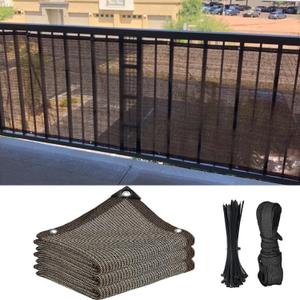 Fence Privacy Screen Balcony Sun Shade Cloth 3'3"x16' 80% Shade Fabric Outdoor Patio Screens Mesh Panels Apartments Railing Cover UV Protection for Backyard Garden Porch Deck (Coffee)