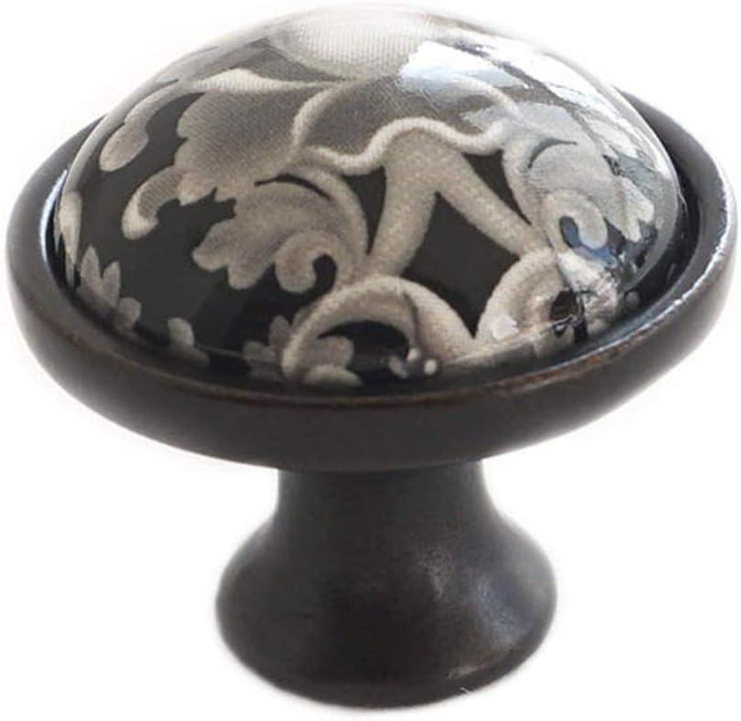 LBFEEL 4 Pack Ceramic Drawer Knob Black and White Rustic Dresser Drawer Pull Handle for Kitchen Cabinet Knob Furniture Hardware (4, Single Hole knob)