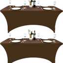 2-Pack 8ft Spandex Table Covers for Rectangle Folding Tables - Washable Elastic Tablecloth - Ultimate Fitted Table Protector for Birthday Parties, Trade Shows, Banquet