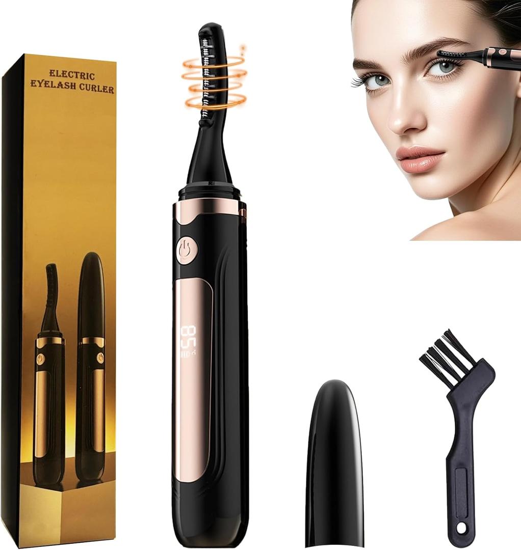 2026 Heated Eyelash Curler-USB Rechargeable Electric Eyelash Curler- Eyelash Curlers Heated 4 Temperature Modes Fast Heat Up Within 3s - 24 Hours Long Lasting- with Led Display for Women Girls (Black)