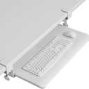 BONTEC KMT01 Under Desk Keyboard Tray, Pull-Out Keyboard & Mouse Platform with C-Clamp, 25.6 x 11.8 in Space-Saving Ergonomic Slide-Out Drawer, White