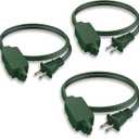 PLUGTUL Green Indoor Extension Cord 3 FT, 2 Prong Extension Cord, 3 Polarized Outlets with Safety Cap Protect for Home Office, 16/ 2 SPT-2 ETL Listed, 3 Pack