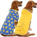 HDE Reversible Dog Raincoat Hooded Slicker Poncho Rain Coat Jacket for Small Medium Large Dogs Ducks Yellow - L