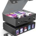 ZLCA Trading Card Storage Box 5-Row with Handle, MTG Storage Box Holds 3900+ Cards with Commander Display, Top Loaders Organizer Case for TCG PTCG Sport Card(Black)
