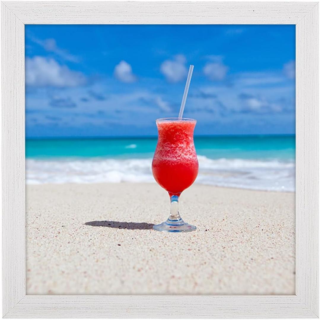 5x5 Picture Frame Rustic White, Distressed 5x5 Picture Frame, Pic Hanging Poster Frame, 5 by 5 Gallery Family Portrait Wall Photo Frame Horizontal and Vertical Display for Wall Hanging/Tabletop